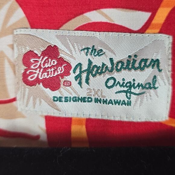 Hilo Hattie The Hawaiian Original Red Orange Men's Short Sleeve Shirt 2XL - Picture 3 of 4